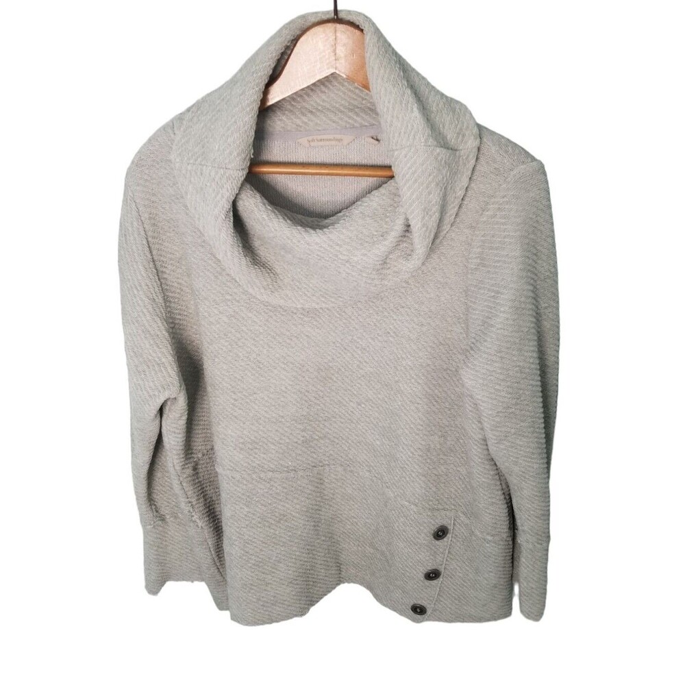 Soft Surroundings Sweater Women's Plus Size 1X Gray Langley Cowl Neck Cozy Tunic